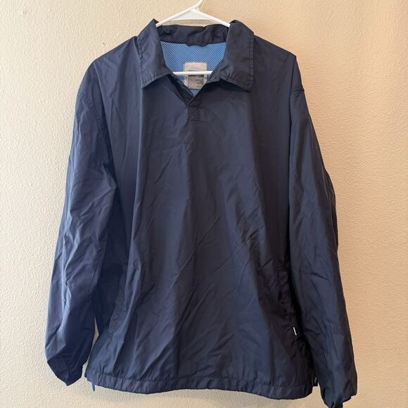 Vintage Stussy Windbreaker Navy Pullover Size Large Unisex Pockets Fall Winter - Picture 1 of 8